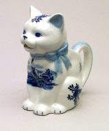 Creamer Cat Shaped Delft Blue Screen Print