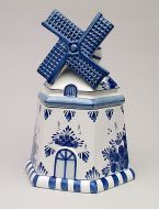 Cookie Jar Delft Blue Mill Shape 9.5 inch