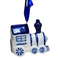 Xmas Ornament Delft Mini Train 2.2x1.2 inches